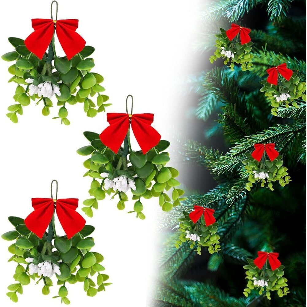 Festive Mistletoe Picks 3-Pack | Holiday Hanging Decor